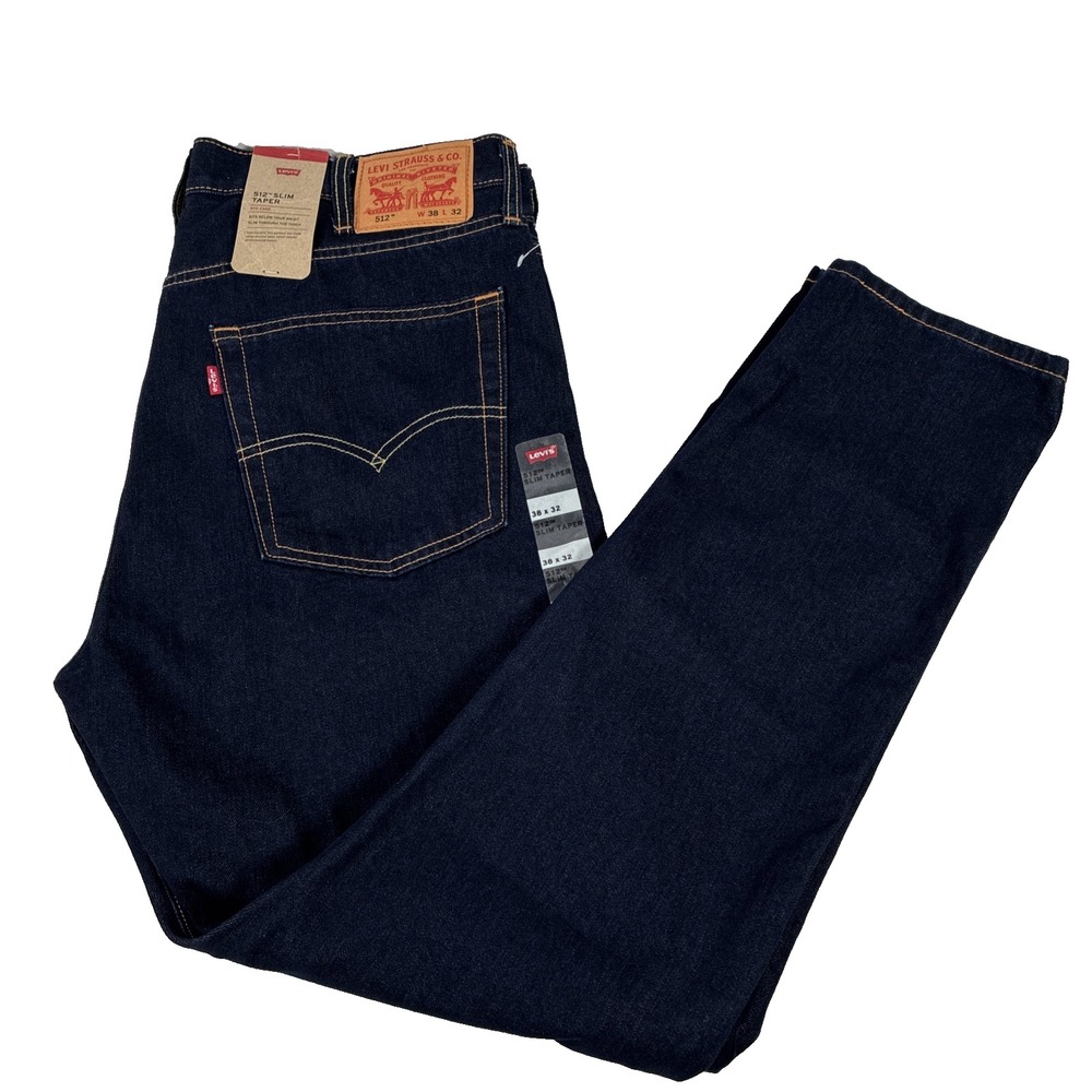 New Mens Levi's 512 Slim Taper Dark Wash Denim Jeans Size 38x32 NWT